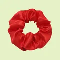 Elastic satin scrunchie in vibrant bright red color with elegant pleated texture - Bright Red