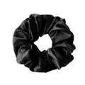 Chouchou en satin noir brillant avec plis élégants, ensemble d'élastiques à cheveux soyeux - Noir