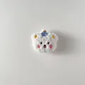 Cute plush teddy bear with party hat for DIY accessories and children scarfs - Back Opening Style (DIY Accessory) / White Teddy Plush Bear