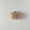 Detail of plush brown bear with striped party hat and cute embroidery for DIY accessories - Back Opening Style (DIY Accessory) / Light Coffee Teddy Plush Bear