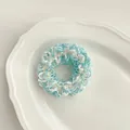 Chouchou en maille épaisse bleu et blanc à texture douce pour une coiffure élégante - Bleu Multicolore
