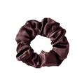Lustrous dark brown satin scrunchie with pleated texture and high-elastic rubber band - Large Dark Coffee
