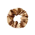 Elegant satin hair scrunchie in champagne gold with a smooth silk-like finish - Large Size Brown