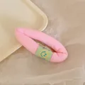 Sweet pink bubble sponge BB hair clip with light green smiley face label for women - Pink