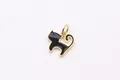 Pendentif chat en argent S925 avec émail noir et placage en or pour bijoux DIY - Argent Plaqué Or