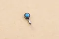Retro S925 silver pendant clasp featuring a round turquoise stone and twisted texture - Antique Silver