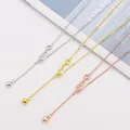 Three colors of S925 sterling silver adjustable Chopin chains with heart pendants - Short / Cross Style / Rose Gold Plated