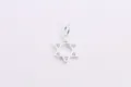 S925 sterling silver hexagram pendant with micro-pave zircons in silver finish - Silver