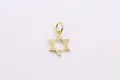 Golden S925 sterling silver hexagram pendant with tiny white zircon stones - Silver Plated Gold