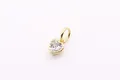 Golden heart pendant charm with clear heart-shaped zircon and beaded edge detail - Gold Plated Silver - White