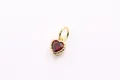 Mini S925 silver heart pendant featuring a dark red zircon stone and gold textured frame - Gold Plated Silver - Red