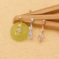 Three-color S925 sterling silver cloud pendants for jade with cubic zirconia inlay - Leaf Style (No. 2) / Silver (White Gold Plated)