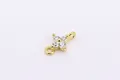 Gold plated S925 silver double ring cross pendant with sparkling white cubic zirconia - Cross Star / Gold