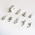 DIY S925 sterling silver fish and dolphin charms with red gemstone accents on white background - Realistic Koi Style (D1716)
