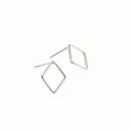 Pendientes de botón geométricos cuadrados huecos de plata de ley S925 minimalistas en color plata - Plateado