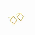 Par de pendientes de aro cuadrados de plata de ley S925 con acabado dorado brillante - Dorado