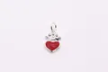 Pendentif cœur rouge en argent S925 avec couronne et zircons brillants pour bijoux - Argent