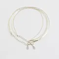 Brazalete de plata S925 con doble cadena cruzada y cierre de mosquetón ajustable - Plateado