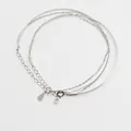 Pulsera de cadena de tres capas en plata de ley S925 con cierre de langosta y colgantes gota - Oro blanco