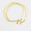 Pulsera multicapa de plata esterlina S925 dorada con cierre de rosca y etiqueta de logo - Dorado