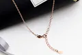 Detailed rose gold finish S925 silver cross chain with lobster clasp and teardrop charm - Silver Rose Gold Plated