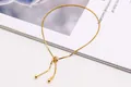 Adjustable gold plated S925 sterling silver box chain bracelet with sliding ball clasp - Gold-Plated Silver