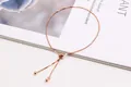Elegant rose gold adjustable box chain bracelet with slider clasp and metal beads - Rose Gold-Plated Silver