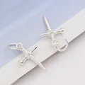 S925 sterling silver cross sword pendant with hanging ring for DIY necklace and jewelry - Cross Sword Shape (Style 2)