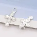 S925 sterling silver cross pendant with beaded texture and polished finish for DIY jewelry - Beaded Combination Style (Style 1)