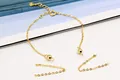 Gold plated S925 sterling silver cross chain bracelet with decorative beads and S925 tag - Silver Plated Gold