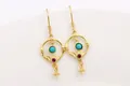 S925 gold-plated bamboo texture silver earrings with green and pink gemstones - Green Empty Tray