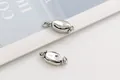 Polierter S925 Sterlingsilber Bohnen Verschluss Steckschließe für Halsketten DIY - Mittel / Weißgold
