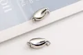 Polierter S925 Sterlingsilber Bohnen-Halskettenverschluss Stecker mit Ringen - Groß / Weißgold