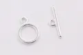 S925 sterling silver flower OT toggle clasp with frosted finish for DIY jewelry - Style 2-Original Silver
