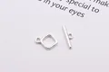 Square S925 sterling silver OT toggle clasp set for DIY jewelry making and necklaces - Small / Silver