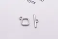 Polished S925 sterling silver square OT toggle clasp for DIY necklace and bracelet making - Small / Silver Platinum Plated