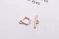 Rose gold S925 sterling silver square OT toggle clasp for DIY necklace and bracelet - Small / Silver Rose Gold Plated