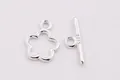 S925 sterling silver flower toggle clasp for DIY necklaces with hallmark detail - Style 3-Original Silver