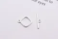 Polished S925 sterling silver square OT toggle clasp set for DIY jewelry making - Large / Silver