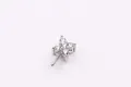 Silver S925 clover pendant setting with five clear zircons and threaded screw post - Cross Flower Shape / Platinum Plated