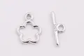 Flower shaped S925 sterling silver toggle clasp for DIY jewelry making and pearl necklaces - Style 3-Silver Plated Platinum