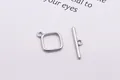 Polished silver square S925 sterling silver toggle clasp for DIY jewelry making - Large / Silver Platinum Plated