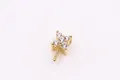 S925 sterling silver gold-plated four-petal flower pendant base with cubic zirconia - Cross Flower Shape / Gold Plated