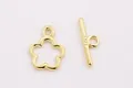S925 sterling silver flower toggle clasp with gold finish for DIY jewelry making - Style 3-Silver Plated Yellow Gold