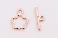 S925 sterling silver flower toggle clasp in rose gold finish for DIY jewelry - Style 3-Silver Plated Rose Gold