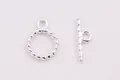 S925 sterling silver flower twisted OT toggle clasp for DIY bracelet necklace making - Style 4-Original Silver