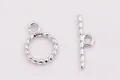 S925 sterling silver flower toggle clasp with twisted rope texture for DIY jewelry making - Style 4-Silver Plated Platinum
