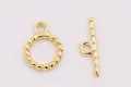 Golden S925 sterling silver flower twisted OT toggle clasp connector for jewelry - Style 4-Silver Plated Yellow Gold
