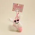 Détail du porte-clés lapin en peluche blanc avec sac rose et lunettes de soleil coeur - Lapin avec lunettes de soleil roses et sac (Style 3)