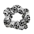 Detailed close-up of a white satin scrunchie featuring a classic black and white soccer pattern - White Football